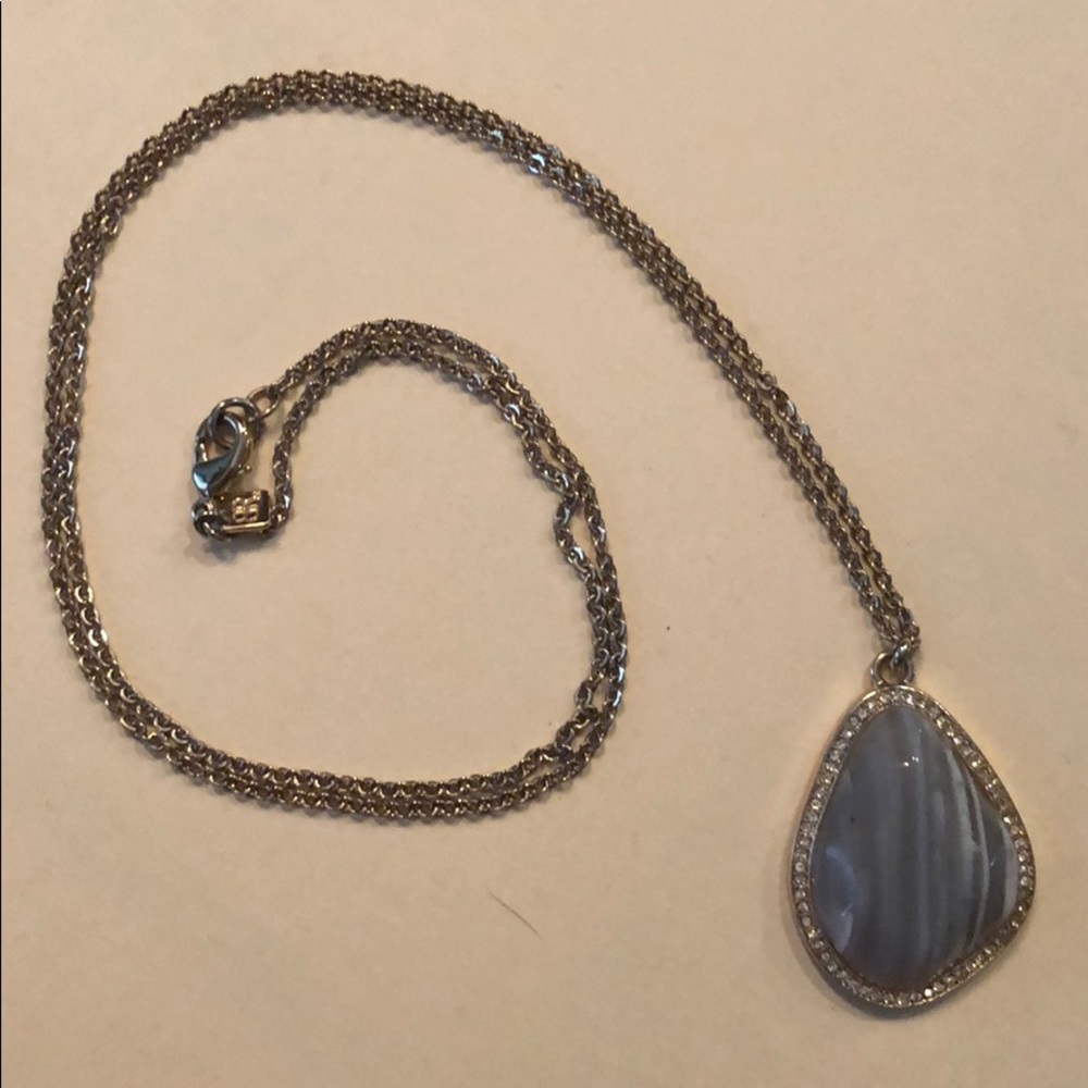 Gray Jewel Long Chain Necklace